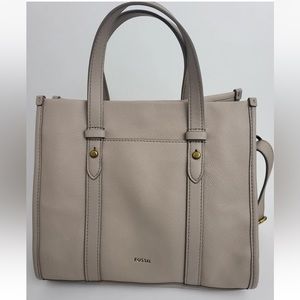 Fossil Real Genuine Cow Hide Leather Women's Kingston Satchel Greystone NEW!